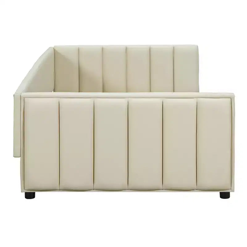 Lit gigogne en bois pour mère et enfant, tailles Queen et Twin XL, capitonné en cuir PU, plateforme au sol