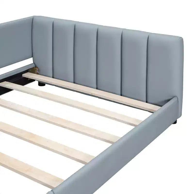 Lit gigogne en bois pour mère et enfant, tailles Queen et Twin XL, capitonné en cuir PU, plateforme au sol