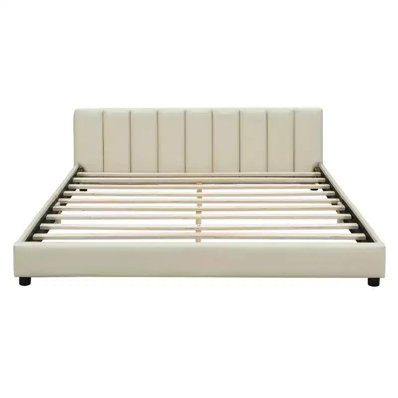 Lit gigogne en bois pour mère et enfant, tailles Queen et Twin XL, capitonné en cuir PU, plateforme au sol