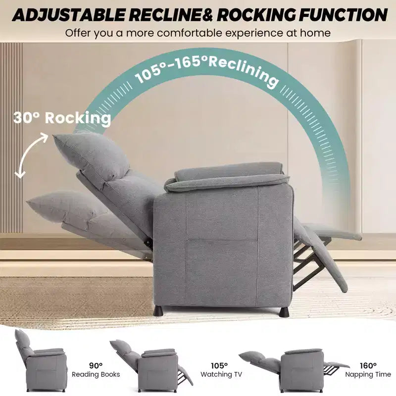 Fauteuil inclinable de massage, canapé inclinable simple réglable, adapté au home cinéma, au salon/bureau (tissu, gris)