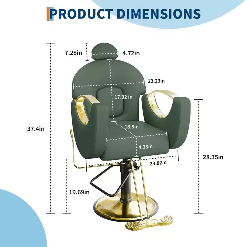 Fauteuil de Barbier pour Coiffeur, Fauteuil de Salon Inclinable avec Réglage Hydraulique de la Hauteur et Rotation à 360°, Charge Max. 150 kg, Équipement de Spa de Beauté