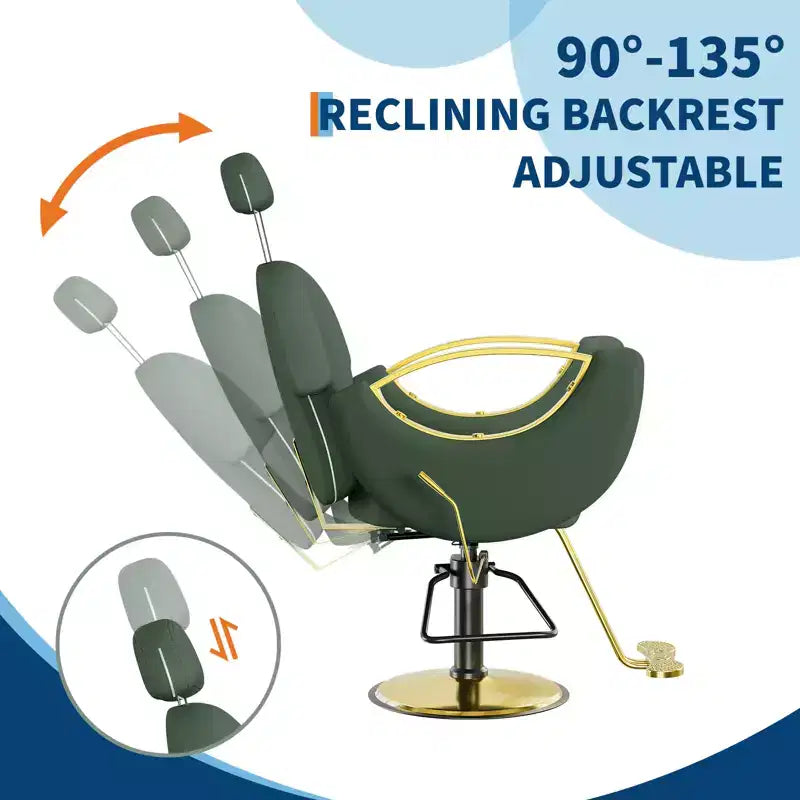 Fauteuil de Barbier pour Coiffeur, Fauteuil de Salon Inclinable avec Réglage Hydraulique de la Hauteur et Rotation à 360°, Charge Max. 150 kg, Équipement de Spa de Beauté