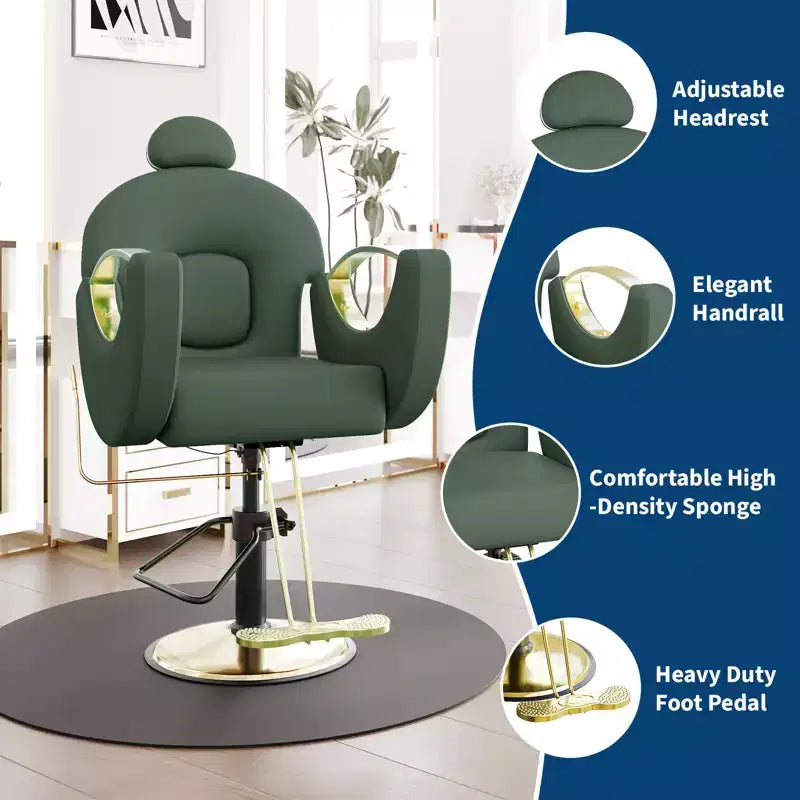 Fauteuil de Barbier pour Coiffeur, Fauteuil de Salon Inclinable avec Réglage Hydraulique de la Hauteur et Rotation à 360°, Charge Max. 150 kg, Équipement de Spa de Beauté