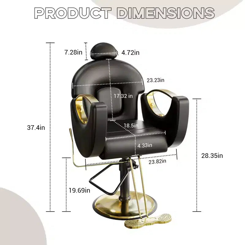 Fauteuil de Barbier pour Coiffeur, Fauteuil de Salon Inclinable avec Réglage Hydraulique de la Hauteur et Rotation à 360°, Charge Max. 150 kg, Équipement de Spa de Beauté