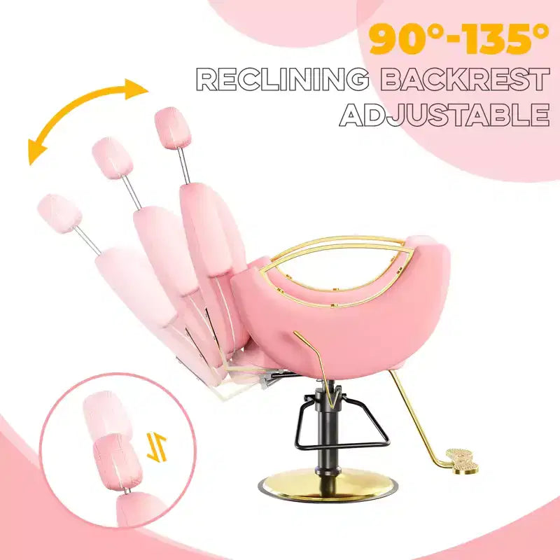 Fauteuil de Barbier pour Coiffeur, Fauteuil de Salon Inclinable avec Réglage Hydraulique de la Hauteur et Rotation à 360°, Charge Max. 150 kg, Équipement de Spa de Beauté