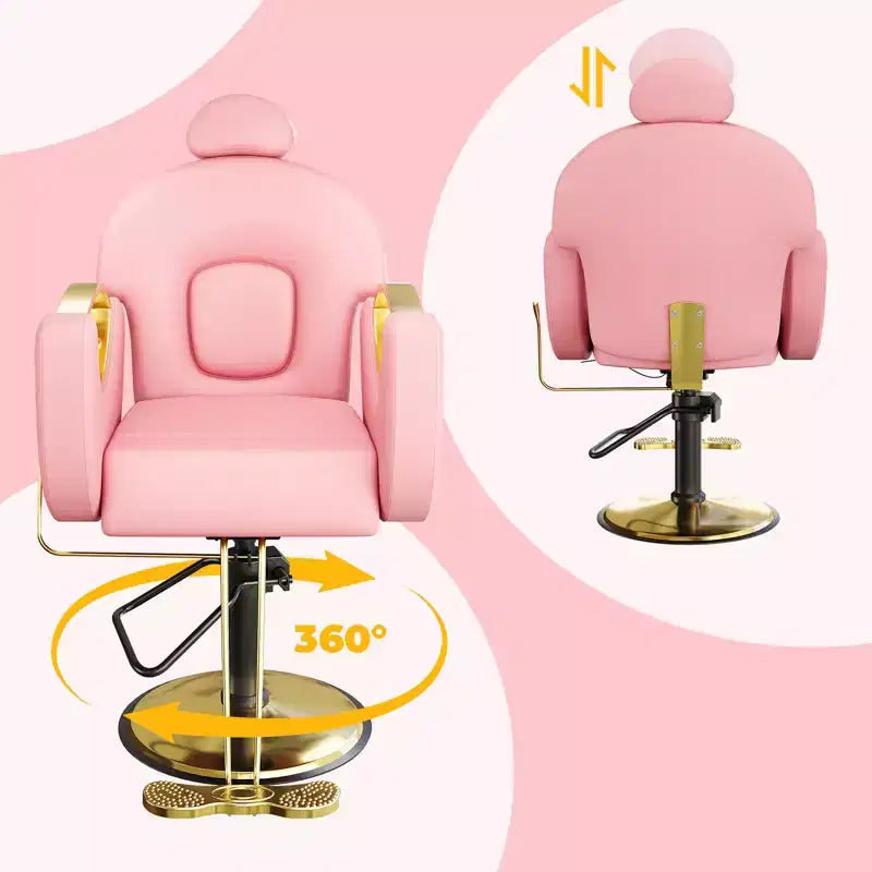 Fauteuil de Barbier pour Coiffeur, Fauteuil de Salon Inclinable avec Réglage Hydraulique de la Hauteur et Rotation à 360°, Charge Max. 150 kg, Équipement de Spa de Beauté