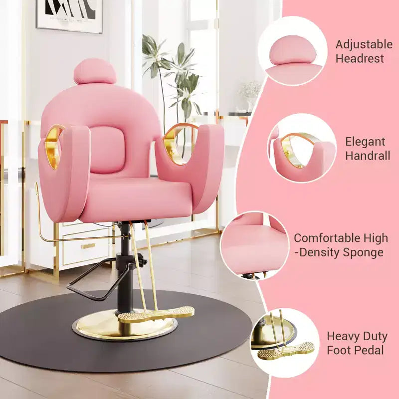Fauteuil de Barbier pour Coiffeur, Fauteuil de Salon Inclinable avec Réglage Hydraulique de la Hauteur et Rotation à 360°, Charge Max. 150 kg, Équipement de Spa de Beauté