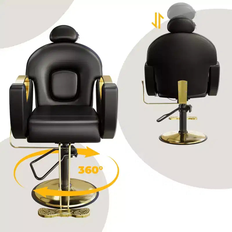 Fauteuil de Barbier pour Coiffeur, Fauteuil de Salon Inclinable avec Réglage Hydraulique de la Hauteur et Rotation à 360°, Charge Max. 150 kg, Équipement de Spa de Beauté