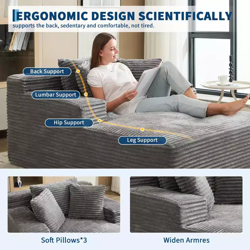 Fauteuil-lit pliable, chaise de couchage convertible avec oreiller, tissu velours côtelé large de 25 mm, coussin en mousse haute densité pour un confort supérieur dans les salons