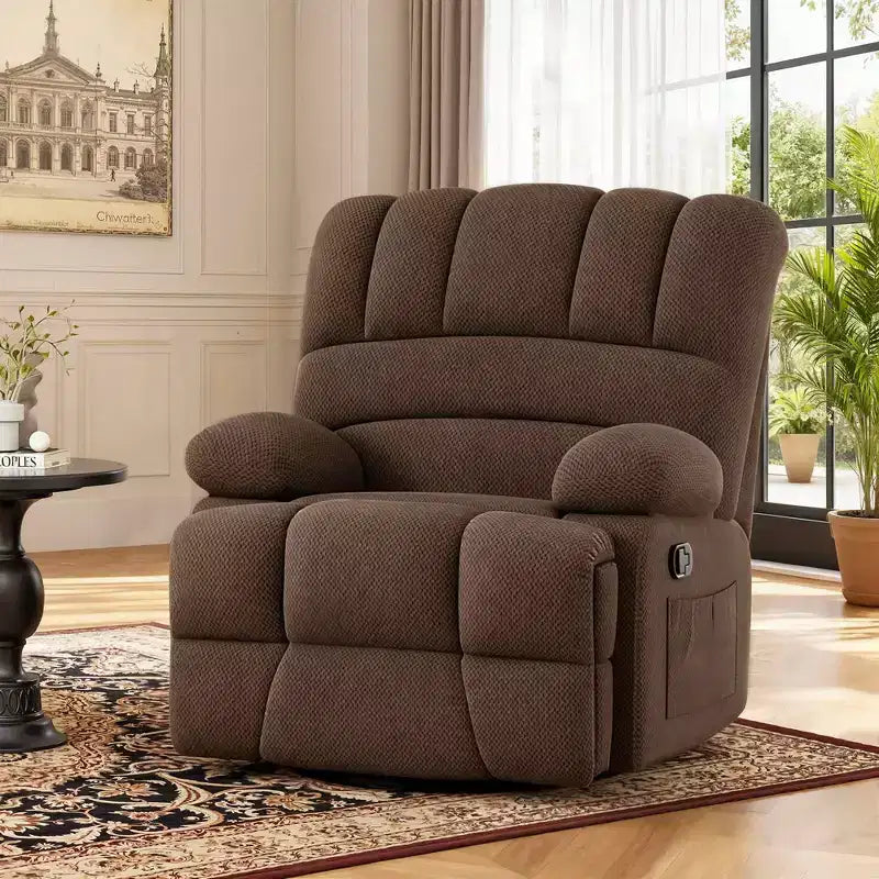 Canapé inclinable pivotant surdimensionné en velours couleur chocolat, parfait pour le salon