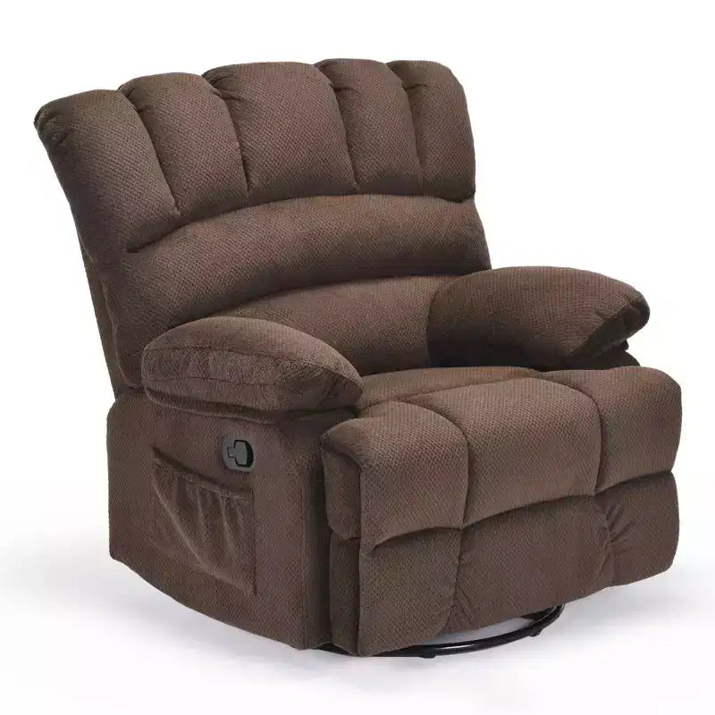 Canapé inclinable pivotant surdimensionné en velours couleur chocolat, parfait pour le salon