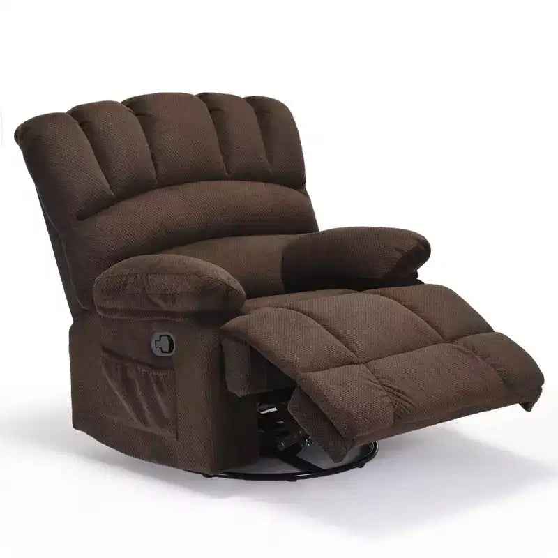 Canapé inclinable pivotant surdimensionné en velours couleur chocolat, parfait pour le salon