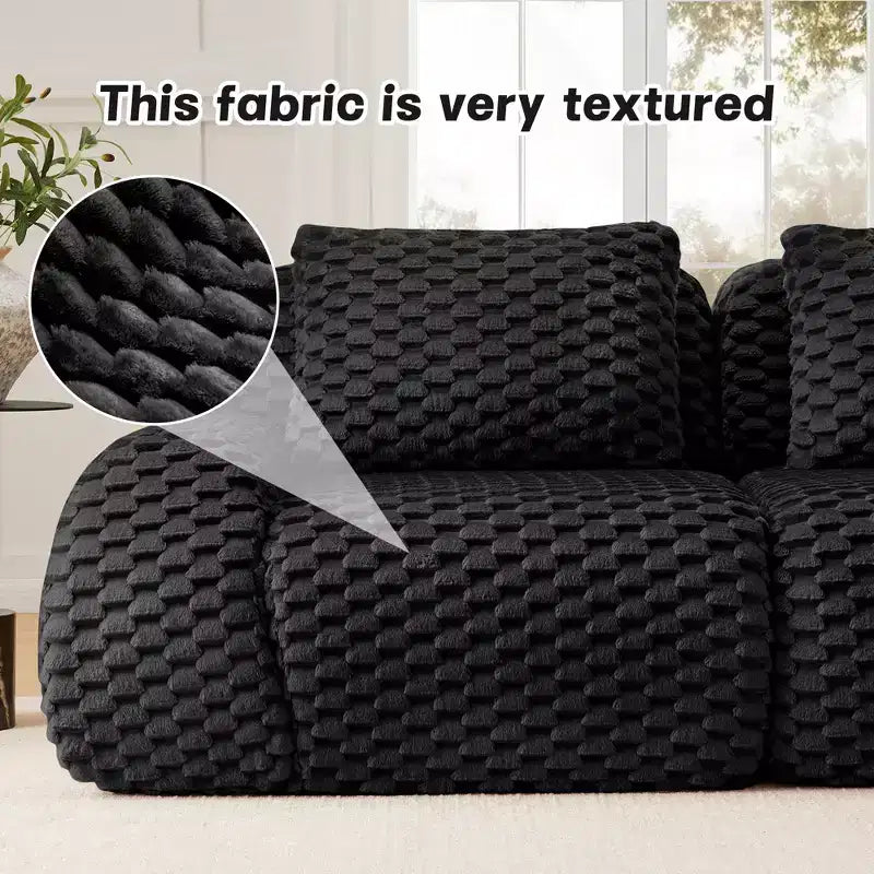 146 Canapé modulable en flanelle 4 places avec assise profonde, boucle, aucun assemblage requis, noir
