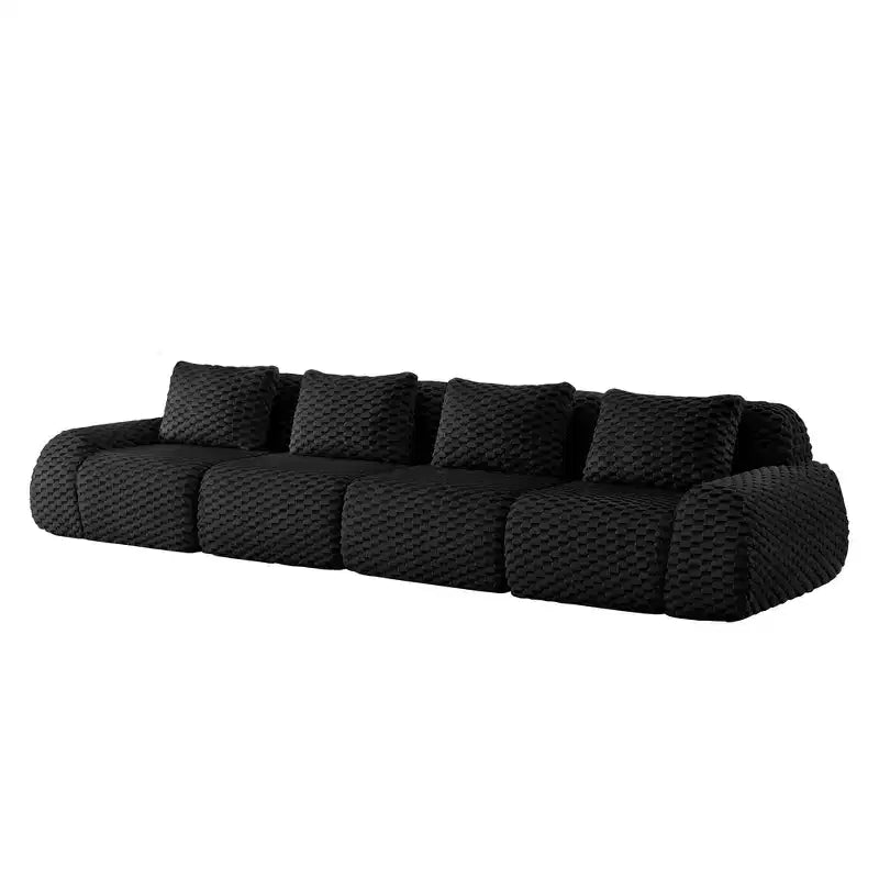 146 Canapé modulable en flanelle 4 places avec assise profonde, boucle, aucun assemblage requis, noir
