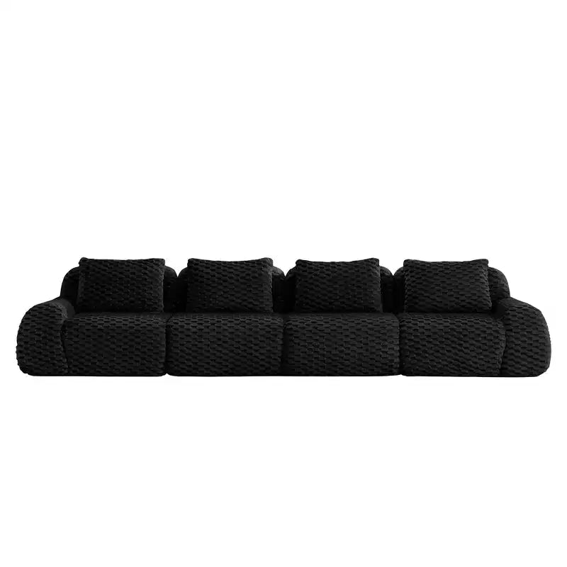 146 Canapé modulable en flanelle 4 places avec assise profonde, boucle, aucun assemblage requis, noir