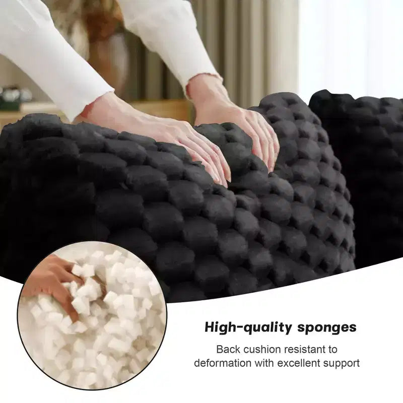 146 Canapé modulable en flanelle 4 places avec assise profonde, boucle, aucun assemblage requis, noir