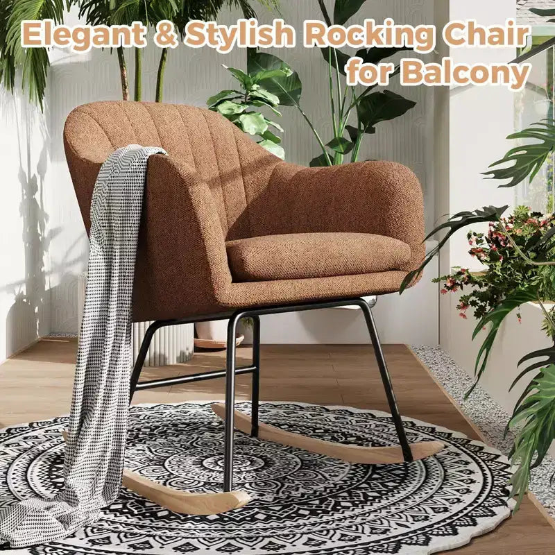 Fauteuil à bascule d'allaitement avec accoudoirs rembourrés, fauteuil planeur ergonomique pour chambre de bébé et salon