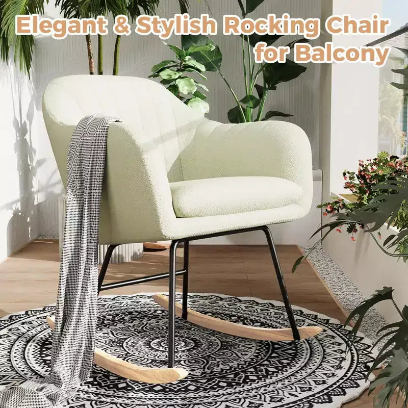 Fauteuil à bascule d'allaitement avec accoudoirs rembourrés, fauteuil planeur ergonomique pour chambre de bébé et salon