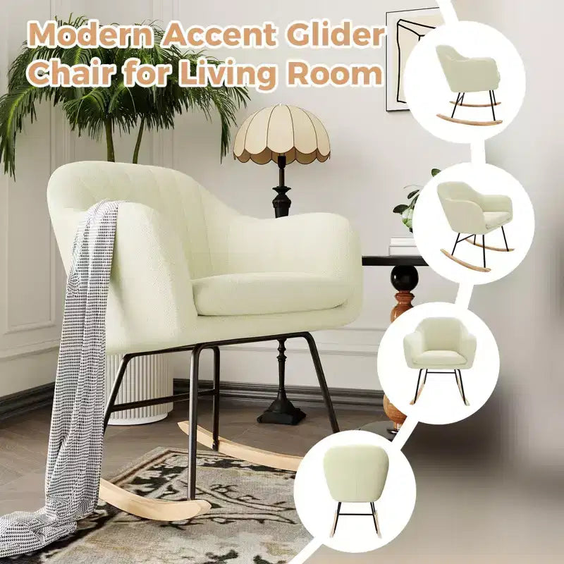 Fauteuil à bascule d'allaitement avec accoudoirs rembourrés, fauteuil planeur ergonomique pour chambre de bébé et salon