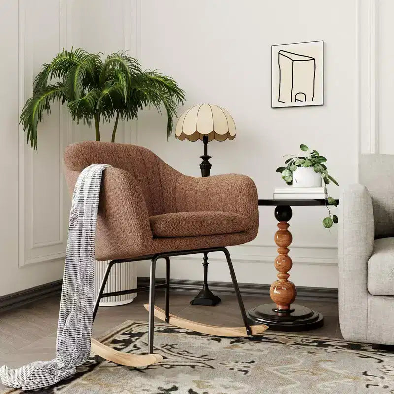Fauteuil à bascule d'allaitement avec accoudoirs rembourrés, fauteuil planeur ergonomique pour chambre de bébé et salon