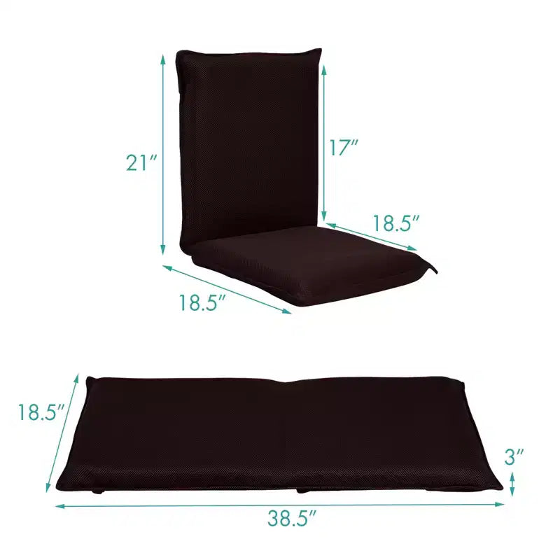 Costway Chaise de Sol Réglable Rembourrée Inclinable avec Dossier Confortable à 6 Positions & Épais Rembourré Canapé Paresseux Siège de Sol Café