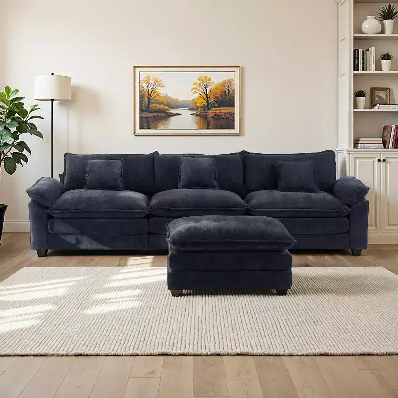 Canapé d'angle modulaire 112 places Comfy Cloud avec pouf mobile, coussins d'assise profonds pour salon
