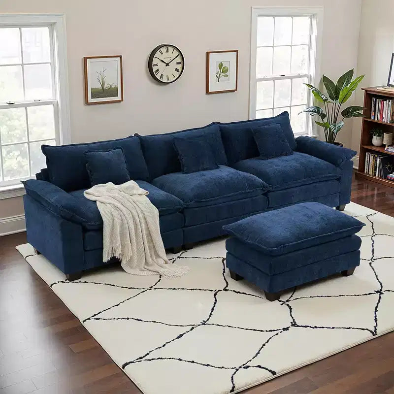 Canapé d'angle modulaire 112 places Comfy Cloud avec pouf mobile, coussins d'assise profonds pour salon