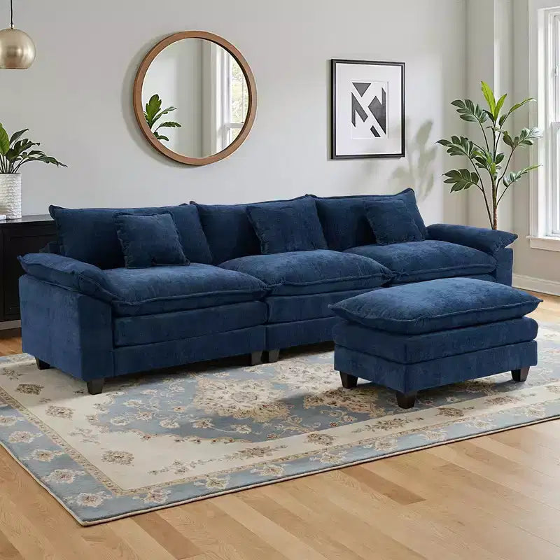 Canapé d'angle modulaire 112 places Comfy Cloud avec pouf mobile, coussins d'assise profonds pour salon