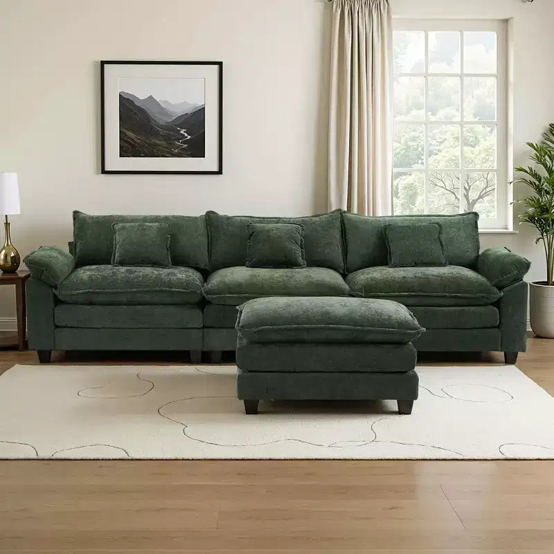 Canapé d'angle modulaire 112 places Comfy Cloud avec pouf mobile, coussins d'assise profonds pour salon