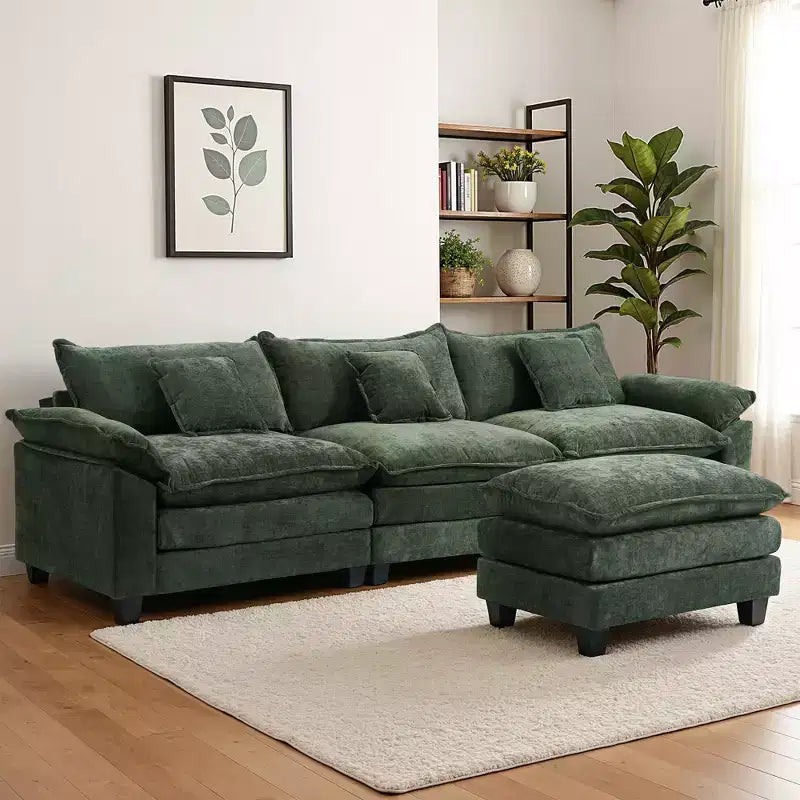 Canapé d'angle modulaire 112 places Comfy Cloud avec pouf mobile, coussins d'assise profonds pour salon
