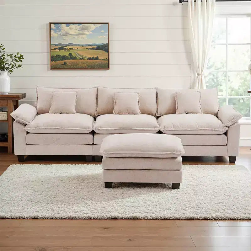 Canapé d'angle modulaire 112 places Comfy Cloud avec pouf mobile, coussins d'assise profonds pour salon