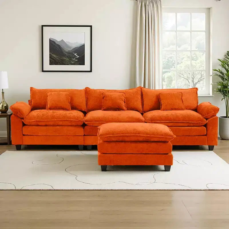 Canapé d'angle modulaire 112 places Comfy Cloud avec pouf mobile, coussins d'assise profonds pour salon
