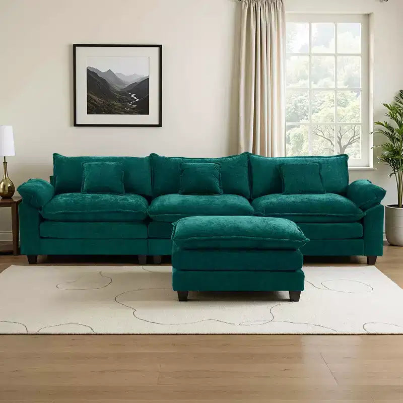 Canapé d'angle modulaire 112 places Comfy Cloud avec pouf mobile, coussins d'assise profonds pour salon