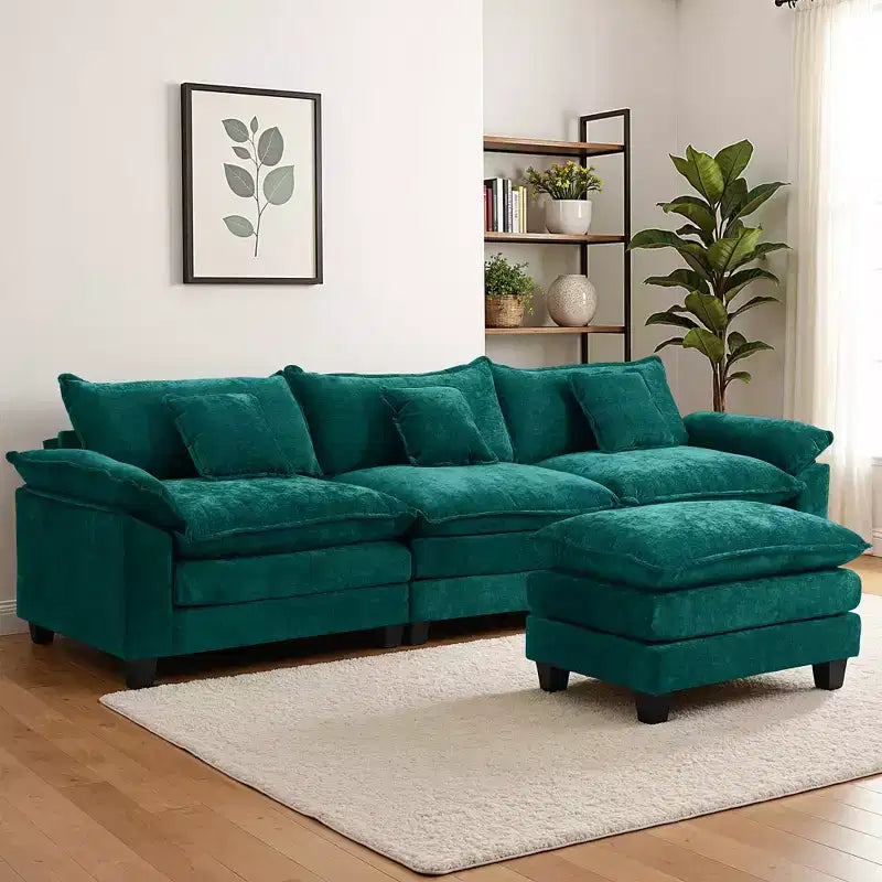 Canapé d'angle modulaire 112 places Comfy Cloud avec pouf mobile, coussins d'assise profonds pour salon