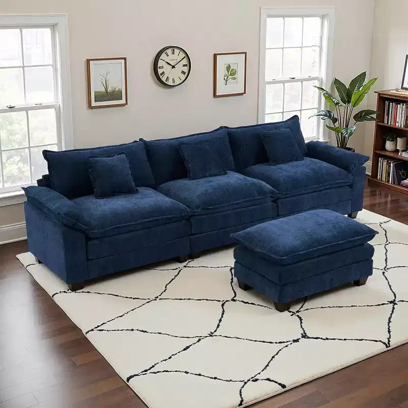 Canapé d'angle modulaire 112 places Comfy Cloud avec pouf mobile, coussins d'assise profonds pour salon