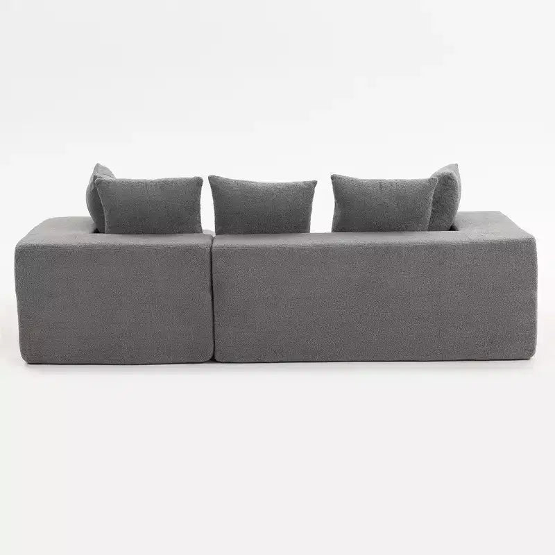 Canapé modulable moderne en L, canapé entièrement compressé en mousse avec coussins moelleux, 5 oreillers