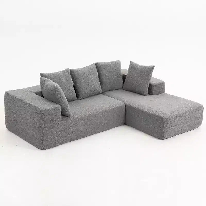 Canapé modulable moderne en L, canapé entièrement compressé en mousse avec coussins moelleux, 5 oreillers