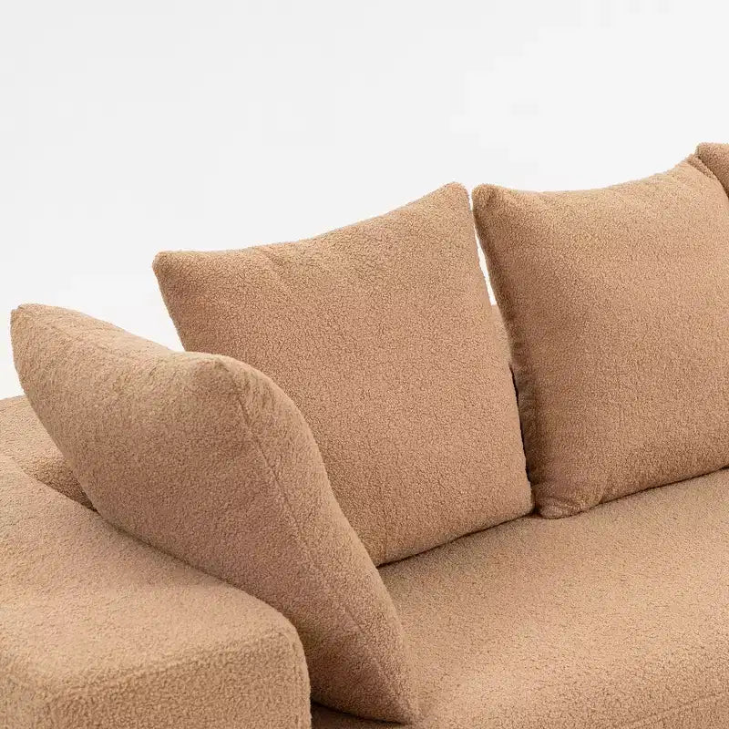 Canapé modulable moderne en L, canapé entièrement compressé en mousse avec coussins moelleux, 5 oreillers