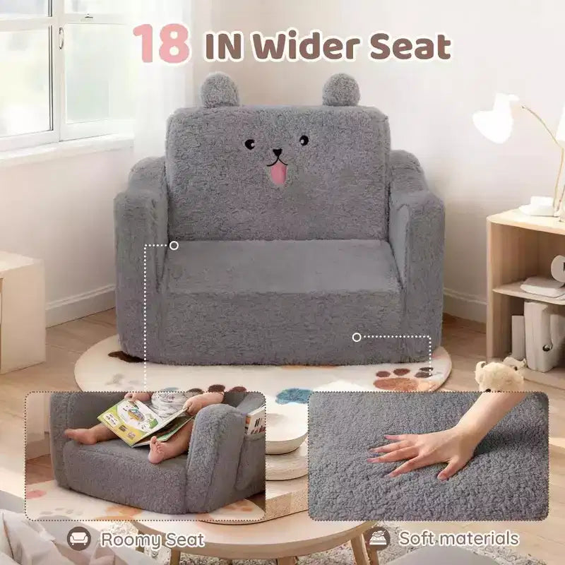 Fauteuil canapé pour enfant en bas âge, canapé convertible 2-en-1 pour bébé, canapé-lit pliant pour salle de jeux, rose