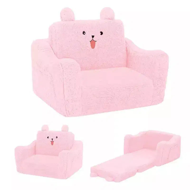 Fauteuil canapé pour enfant en bas âge, canapé convertible 2-en-1 pour bébé, canapé-lit pliant pour salle de jeux, rose