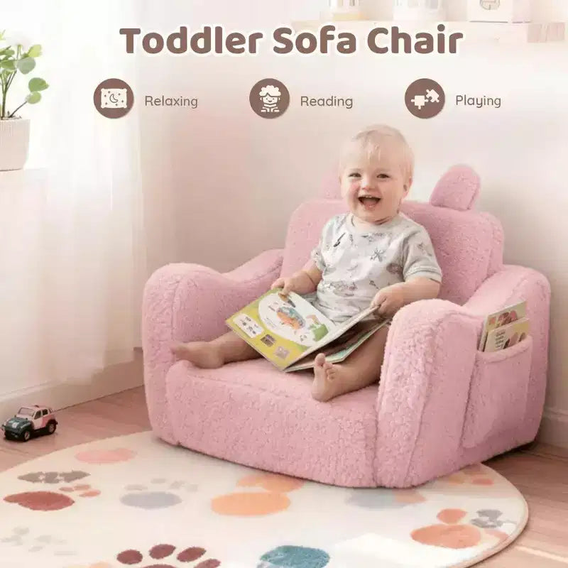 Fauteuil canapé pour enfant en bas âge, canapé convertible 2-en-1 pour bébé, canapé-lit pliant pour salle de jeux, rose