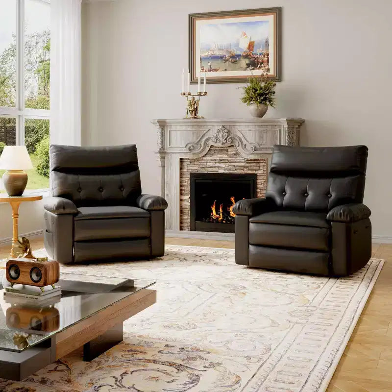 Fauteuil inclinable large surdimensionné - Chaleur et massage, Fauteuil inclinable manuel extra large en cuir PU pour adultes, Grand fauteuil paresseux avec accoudoirs confortables en éponge 1,5X