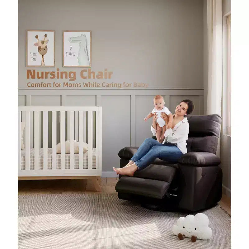 Fauteuil inclinable large surdimensionné - Chaleur et massage, Fauteuil inclinable manuel extra large en cuir PU pour adultes, Grand fauteuil paresseux avec accoudoirs confortables en éponge 1,5X