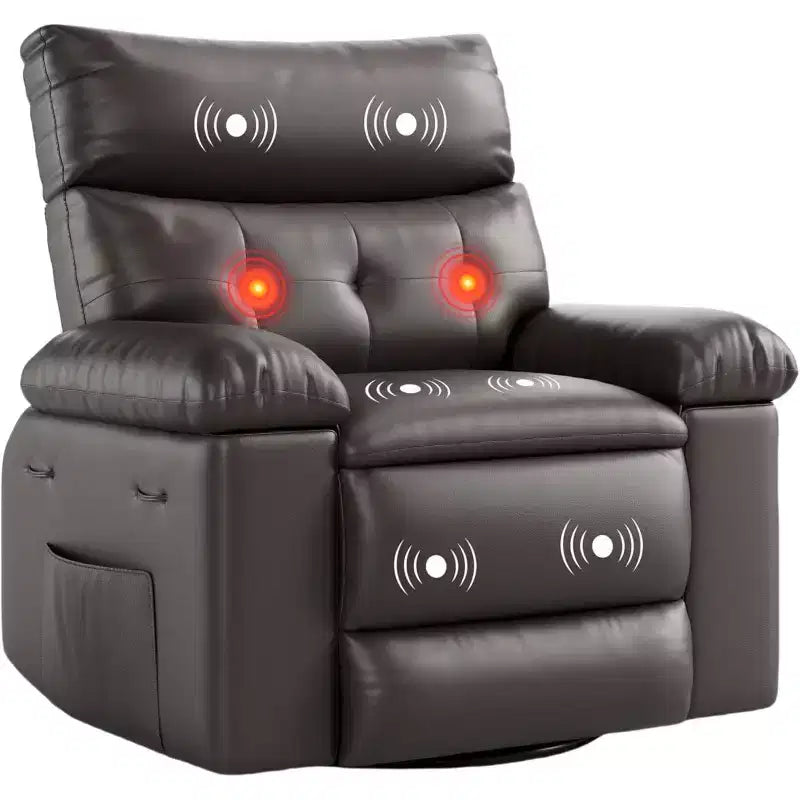 Fauteuil inclinable large surdimensionné - Chaleur et massage, Fauteuil inclinable manuel extra large en cuir PU pour adultes, Grand fauteuil paresseux avec accoudoirs confortables en éponge 1,5X