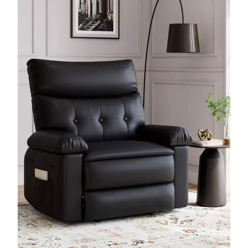 Fauteuil inclinable large surdimensionné - Chaleur et massage, Fauteuil inclinable manuel extra large en cuir PU pour adultes, Grand fauteuil paresseux avec accoudoirs confortables en éponge 1,5X