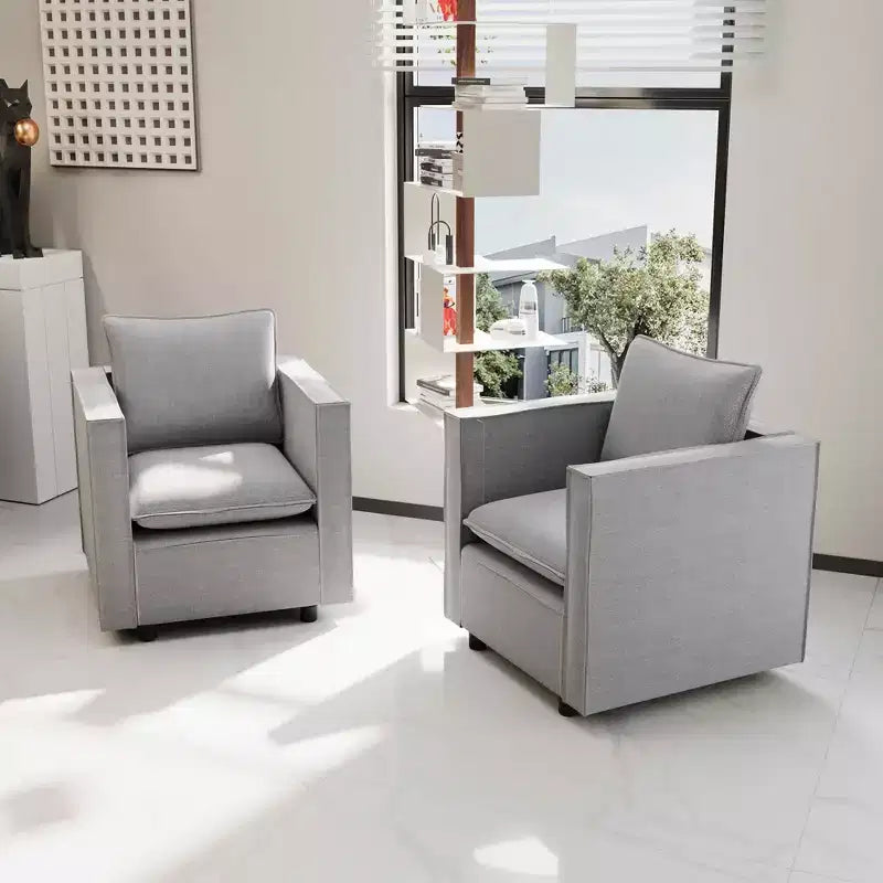 Fauteuil simple gris lot de 2, Coussin d'assise doux et respirant, Fauteuil moelleux pour chambre à coucher ou salle de lecture