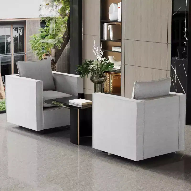Fauteuil simple gris lot de 2, Coussin d'assise doux et respirant, Fauteuil moelleux pour chambre à coucher ou salle de lecture