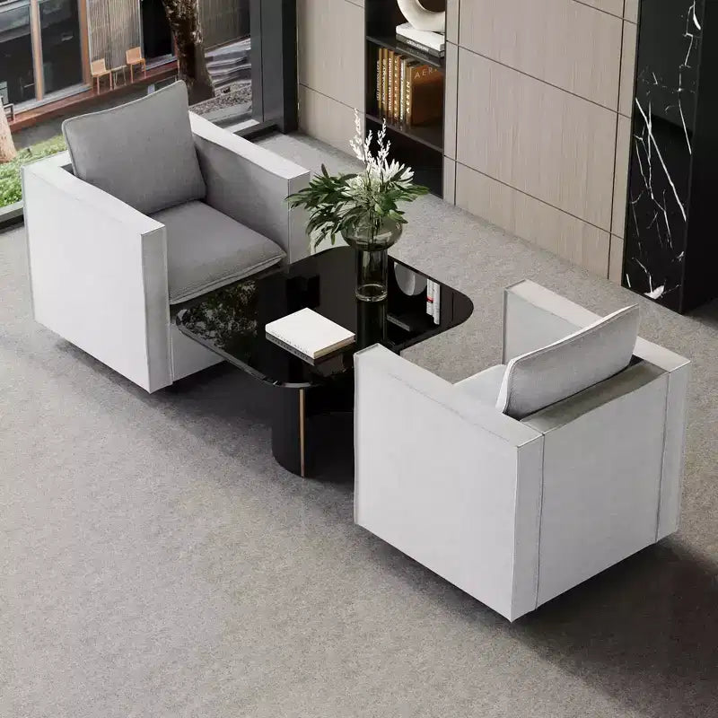 Fauteuil simple gris lot de 2, Coussin d'assise doux et respirant, Fauteuil moelleux pour chambre à coucher ou salle de lecture