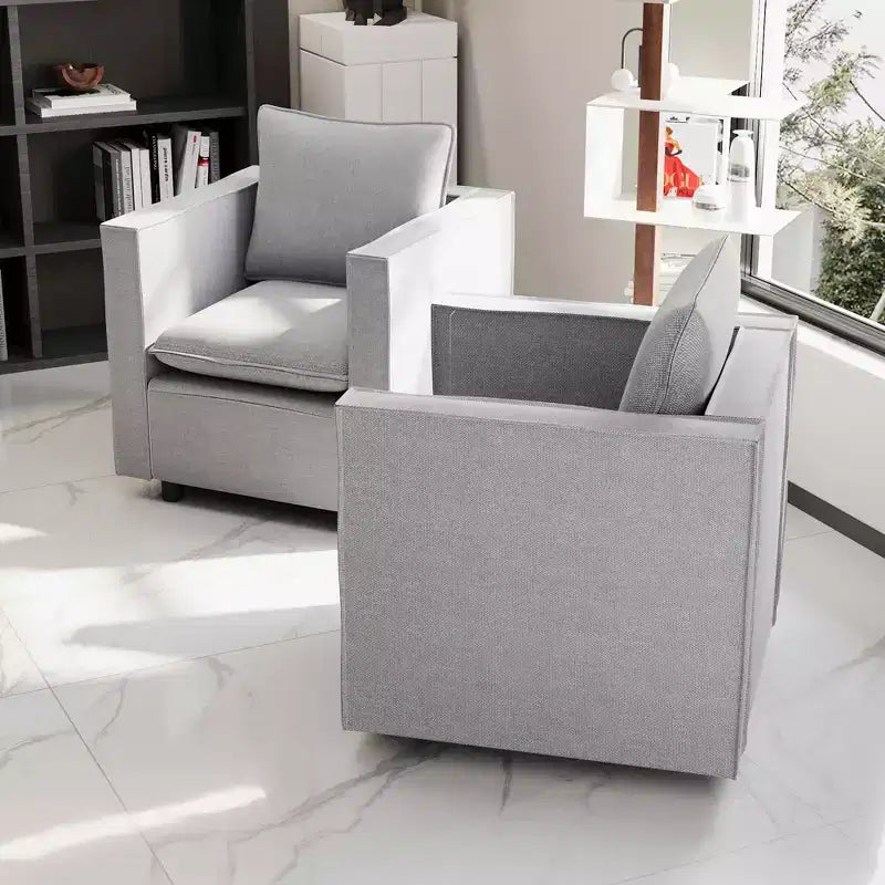 Fauteuil simple gris lot de 2, Coussin d'assise doux et respirant, Fauteuil moelleux pour chambre à coucher ou salle de lecture