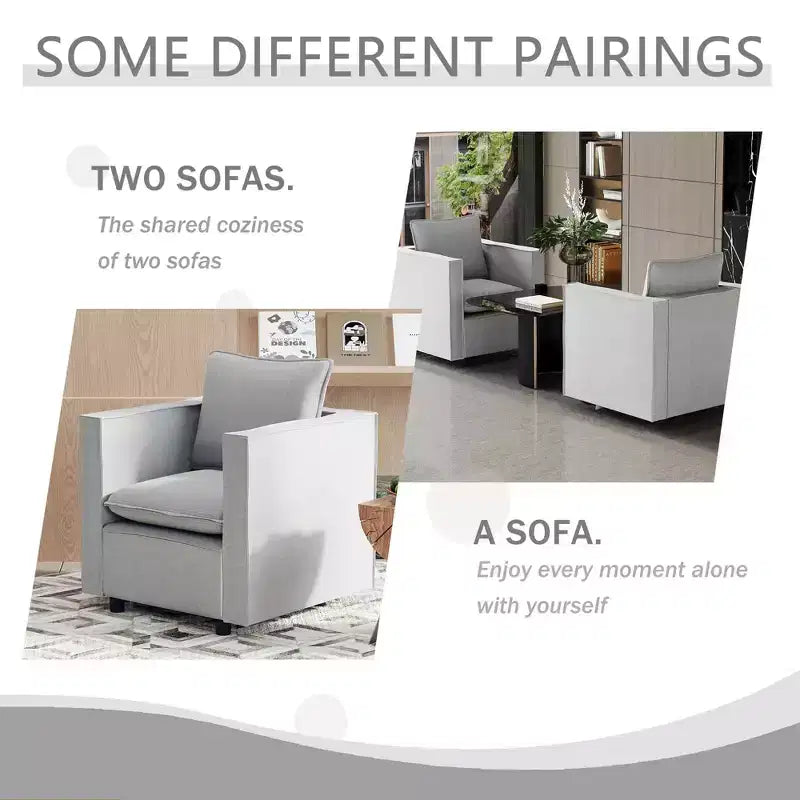 Fauteuil simple gris lot de 2, Coussin d'assise doux et respirant, Fauteuil moelleux pour chambre à coucher ou salle de lecture